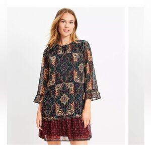 LOFT Multicolor Patterned Mini Dress